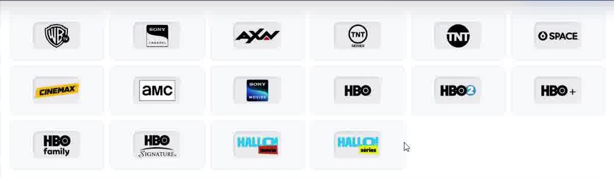 Canais de filmes e séries disponíveis no pacote
